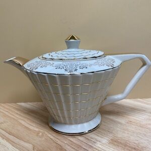 Vintage James Sadler Cream With Gold Trim Teapot 6” Crazing 2113 D